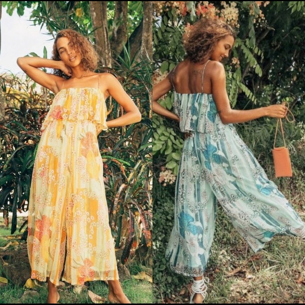 Free People Ollari Chiffon Printed Jumpsuit
